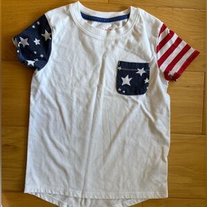 Cat & Jack White Pocket Tee with Star and Stripe Sleeves / 5T